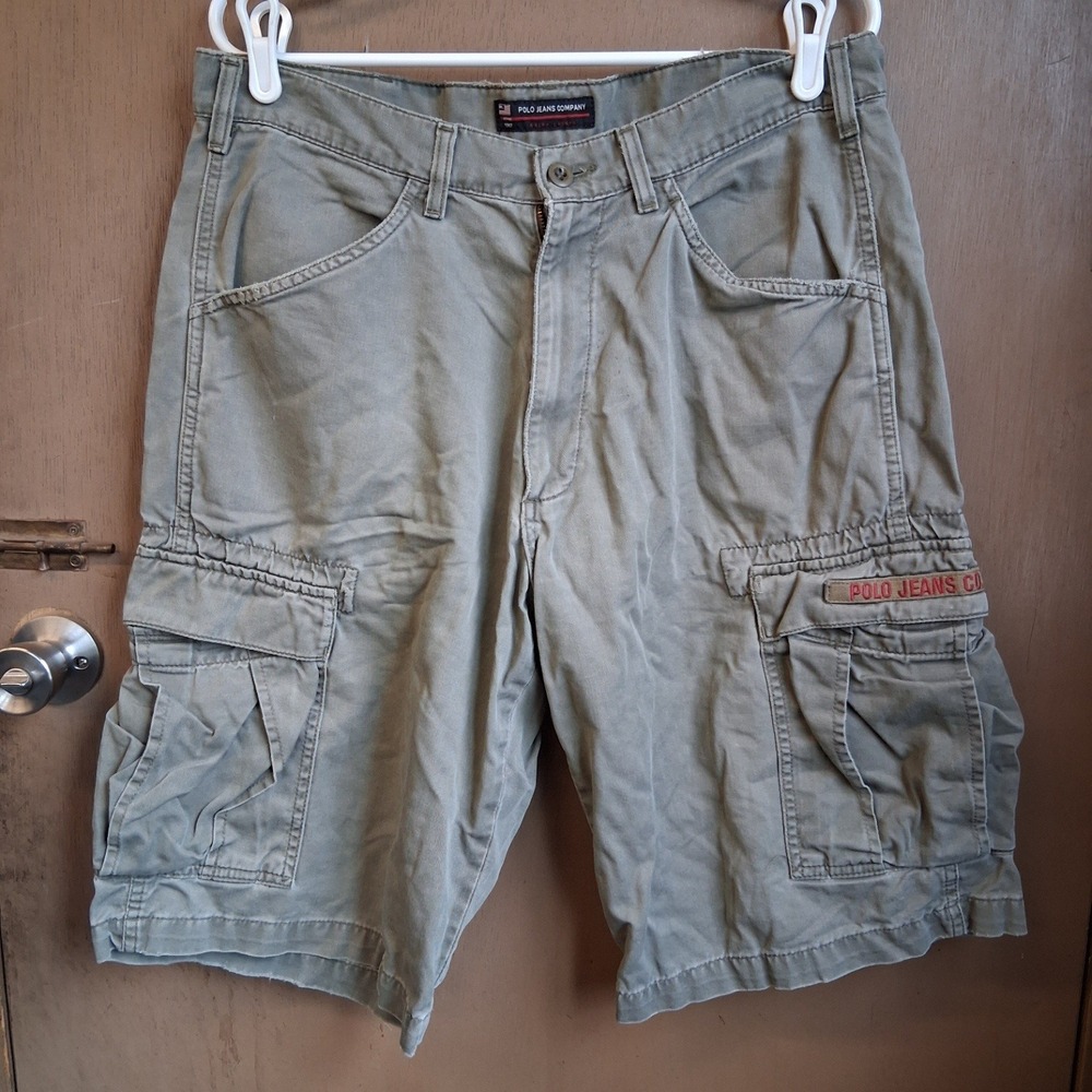 Vintage Polo Jeans Co. Ralph Lauren Freighter Cargo Shorts Olive Sz 32 Men's EUC